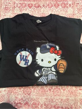 Caribbean Black Hello Kitty Dodgers Graphic Tee